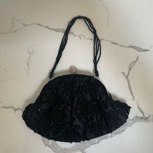 Moonstruck Black Beaded Clutch